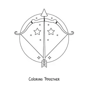 Coloring page of the Sagittarius zodiac sign with stars