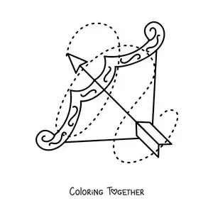 Coloring page of an easy Sagittarius symbol for kids