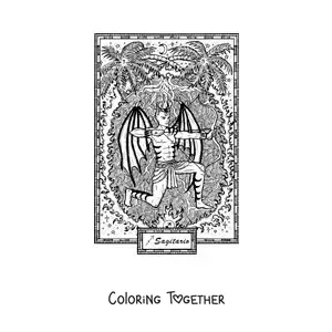 Coloring page of a Sagittarius card