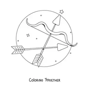 Coloring page of a Sagittarius bow and arrow