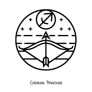 Coloring page of an easy Sagittarius symbol