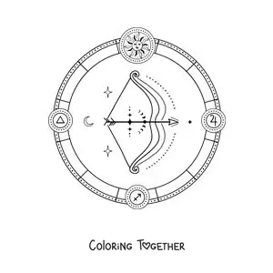 Coloring page of symbols of the Sagittarius zodiac sign