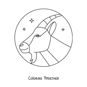 Coloring page of an easy animated Capricorn symbol