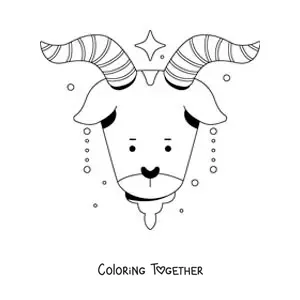Coloring page of a children's animated Capricorn sign