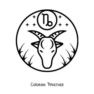 Coloring page of the easy Capricorn symbol for kids