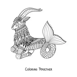 Coloring page of a mandala of the Capricorn sign