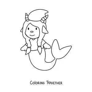 Coloring page of a children's animated gnome of the Capricorn sign