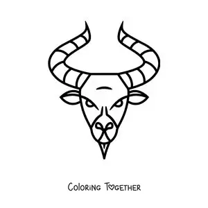 Coloring page of a symbol of a goat