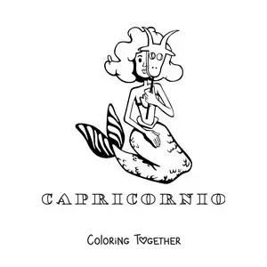 Coloring page of a cartoon of the Capricorn sign mythology with its name