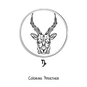 Coloring page of a realistic goat of the Capricorn sign