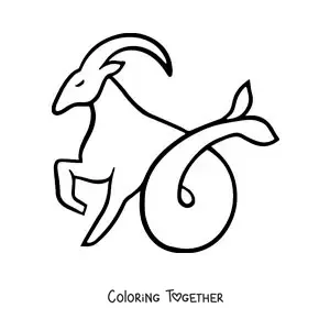 Coloring page of a Capricorn emoji