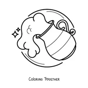 Coloring page of an easy water vessel of the Aquarius sign