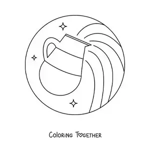 Coloring page of an easy Aquarius water vessel