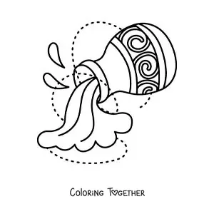 Coloring page of an Aquarius sign symbol