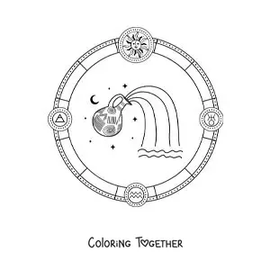 Coloring page of Aquarius symbols