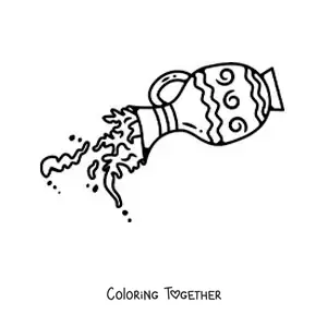 Coloring page of a jug pouring water