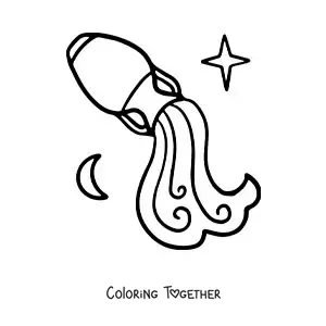 Coloring page of an Aquarius emoji