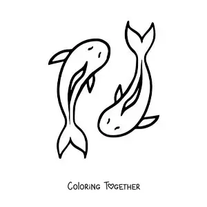 Coloring page of a Pisces emoji