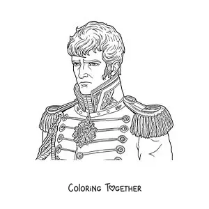 Coloring page of Napoleon Bonaparte in a realistic style