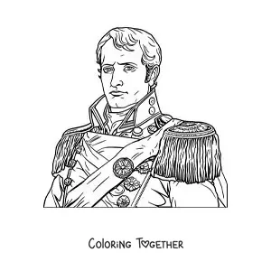 Coloring page of Napoleon Bonaparte in a realistic style