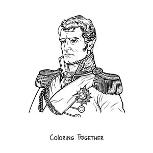 Coloring page of a realistic portrait of Napoleon Bonaparte