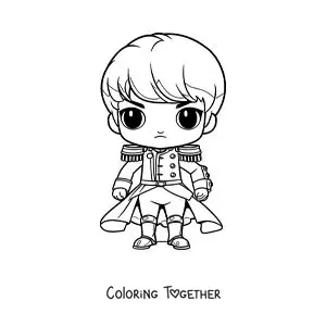 Coloring page of an easy kawaii Napoleon Bonaparte