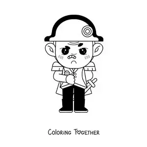 Coloring page of a cartoon of an angry Napoleon Bonaparte