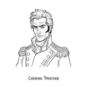 Coloring page of an animated Simon Bolivar