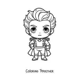Coloring page of a kawaii Simon Bolivar
