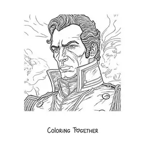 Coloring page of a recreation of Simon Bolivar's face