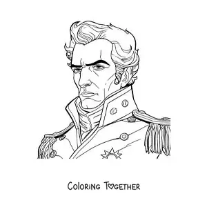 Coloring page of an animated Simon Bolivar as the Liberator