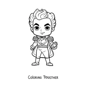 Coloring page of an animated kawaii Simon Bolivar