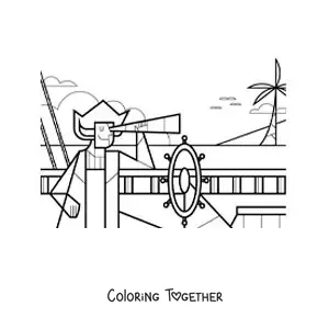 Coloring page of Christopher Columbus arriving in America for kids