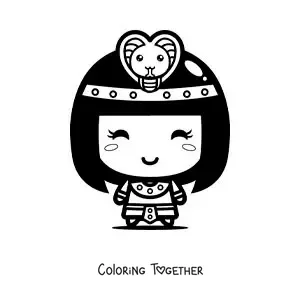 Coloring page of kawaii Cleopatra