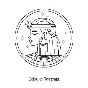 Coloring page of the face of Queen Cleopatra