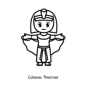 Coloring page of an easy Cleopatra cartoon