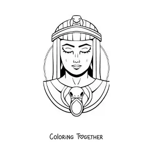 Coloring page of the face of Cleopatra from Ancient Egypt