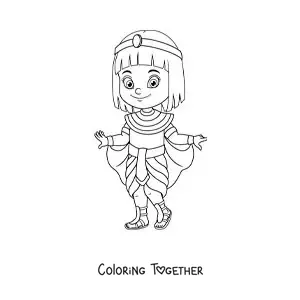 Coloring page of a Cleopatra cartoon