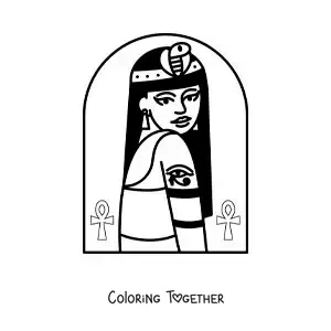 Coloring page of the beautiful Egyptian queen Cleopatra
