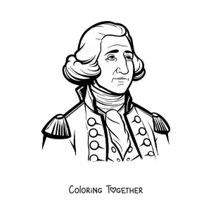 Coloring page of cartoon George Washington