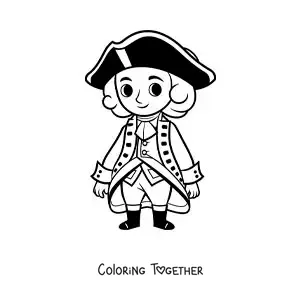 Coloring page of kawaii President George Washington