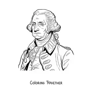 Coloring page of realistic President George Washington