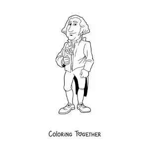 Coloring page of a George Washington cartoon
