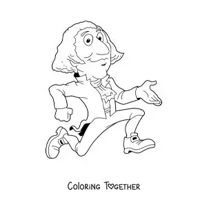 Coloring page of a children's cartoon of George Washington