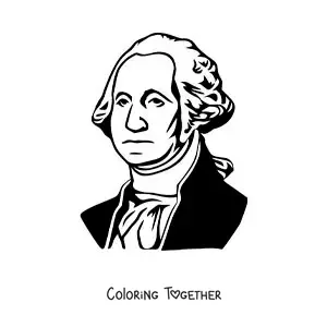 Coloring page of the face of George Washington