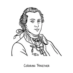 Coloring page of cartoon George Washington the first president of the USA