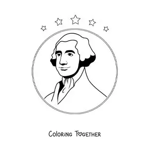 Coloring page of George Washington made easy with stars