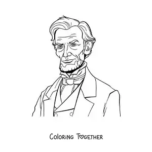 Coloring page of realistic Abraham Lincoln