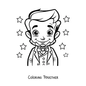 Coloring page of kawaii Abraham Lincoln