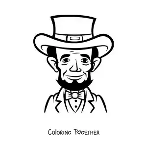 Coloring page of cartoon Abraham Lincoln with a top hat